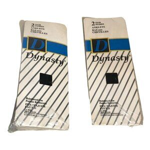 Vtg Dynasty Anklets Reinforced Toe Black 100% Nylon Size 8.5 To 11 2 Packages